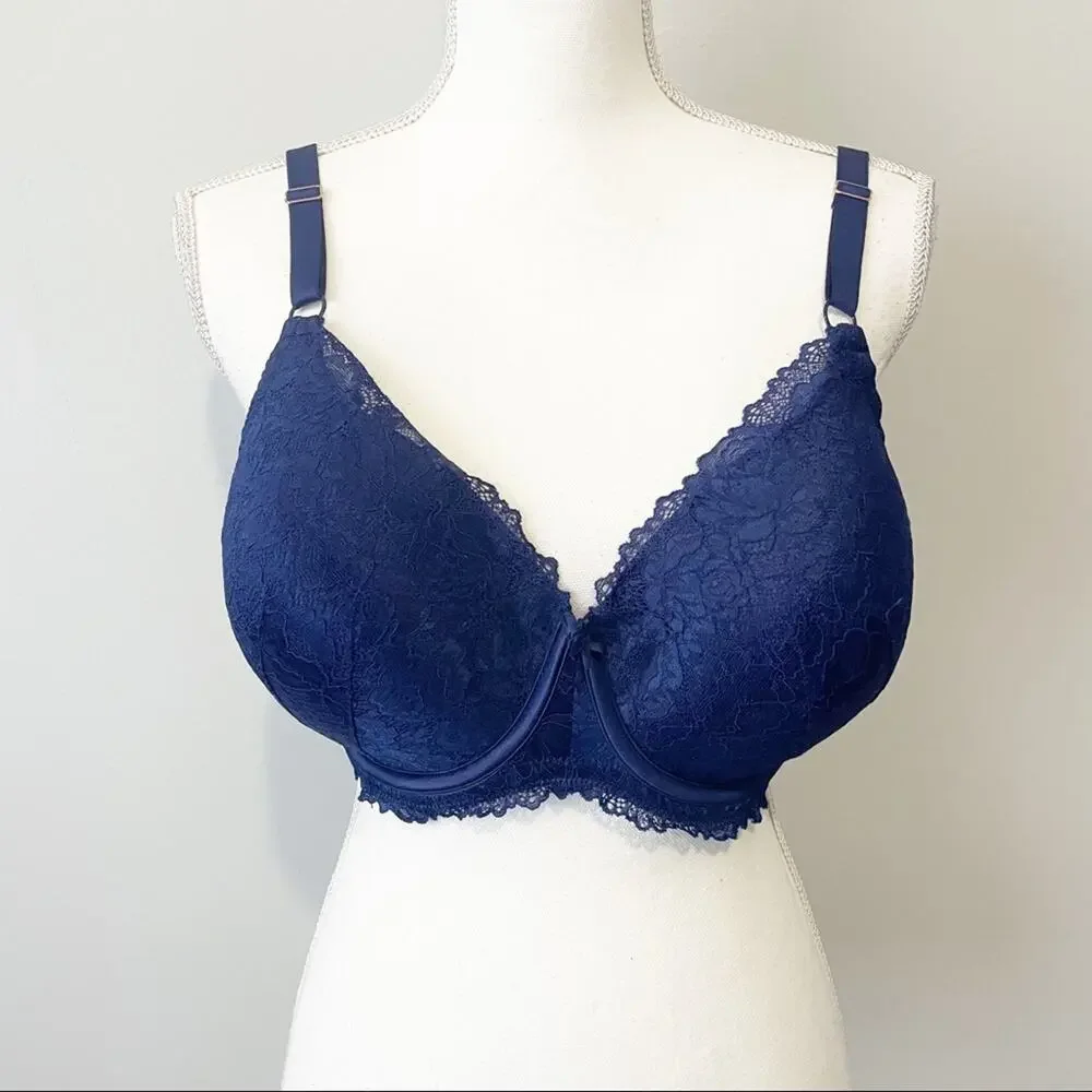 INC intimates blue lace full coverage convertible t shirt bra size 38DD NWT